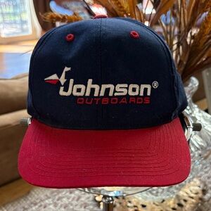 Johnson Outboards Vintage Navy Blue and Red Baseball Cap